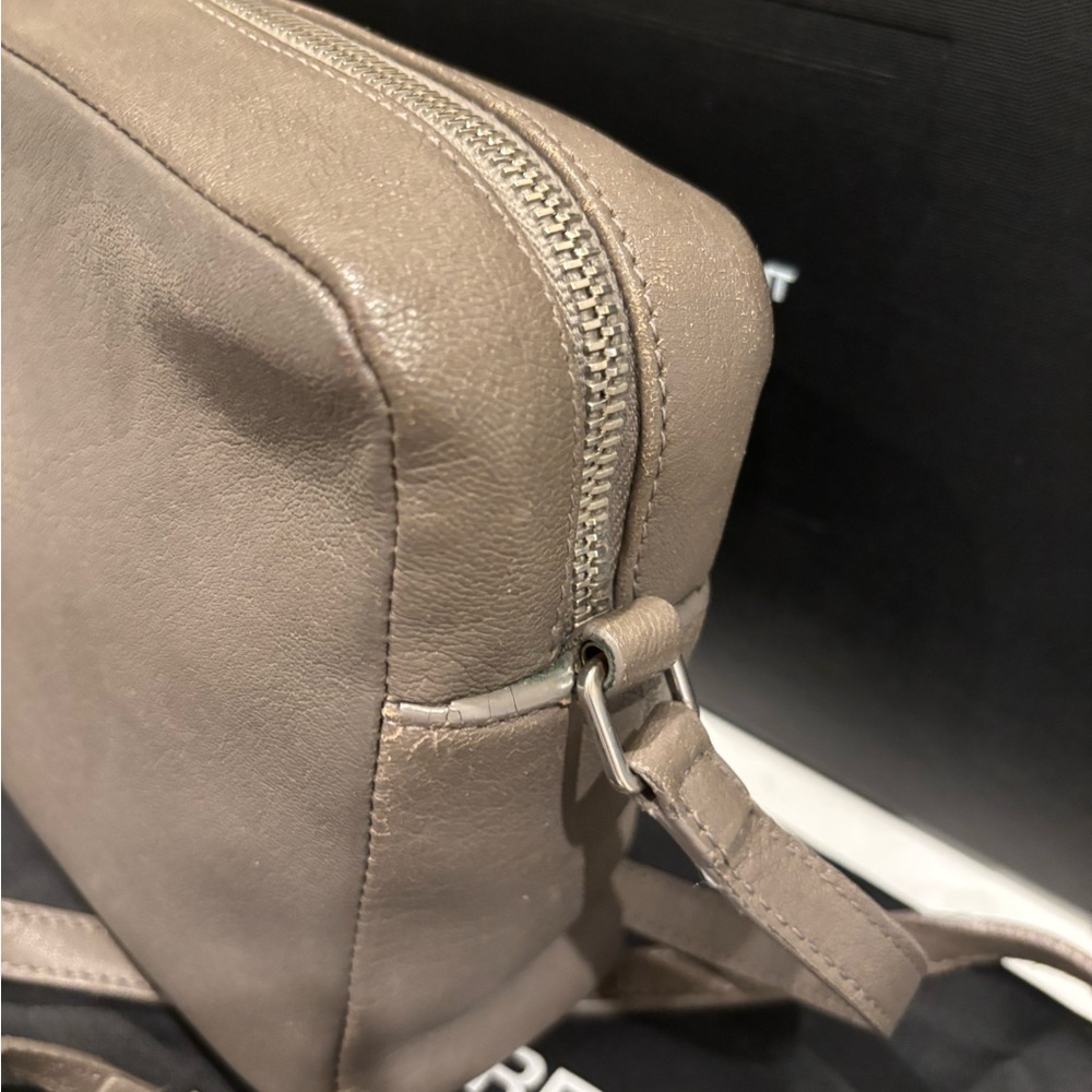 Yves Saint Laurent Monogram Lou Taupe Leather Crossbody Bag - Picture 9 of 16